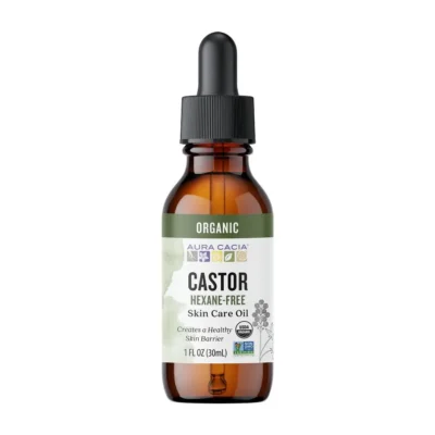 aura cacia organic castor oil 1 fl oz bottle