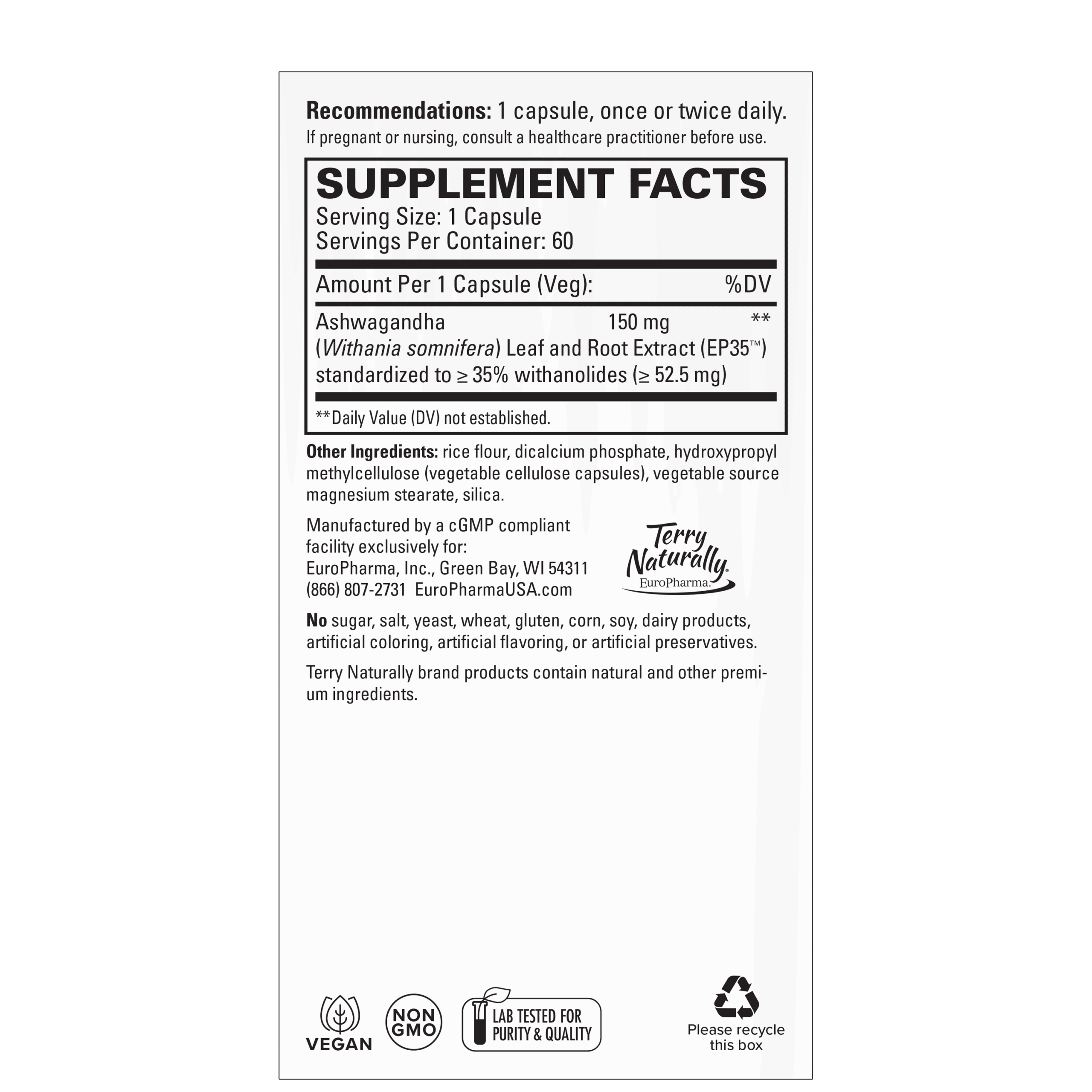 ashwagandha ep35 extra strength facts